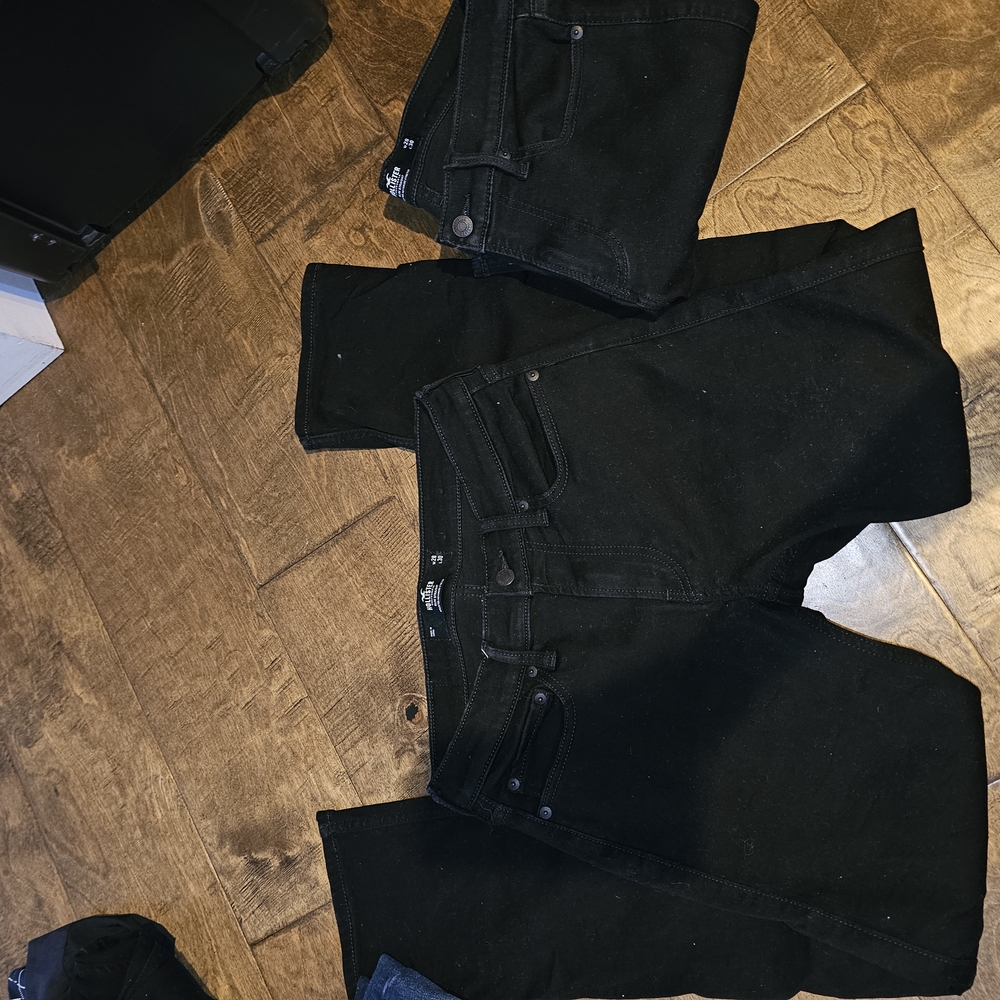 Mens Hollister Black Denim Jeans Slim Straight 28x30  3 Pairs . Together